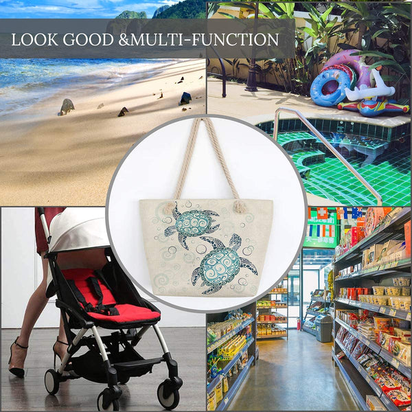 Large Sea Turtle Canvas Tote Bag