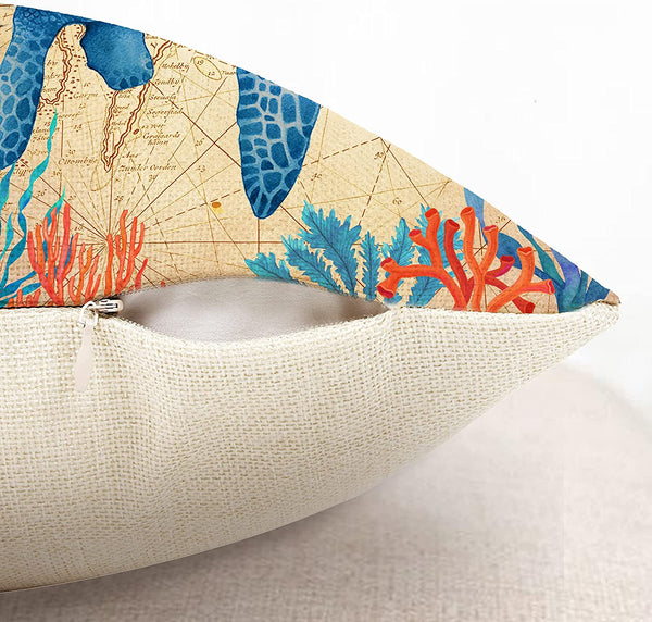 Set of 4 Ocean Summer Decorative Throw Pillow Case 18x18