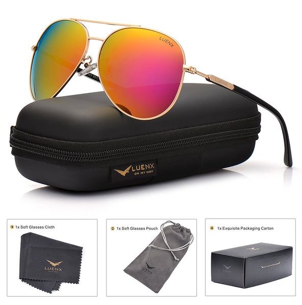 Aviator Polarized Sunglasses For Women with Case - UV 400 Protection 60MM
