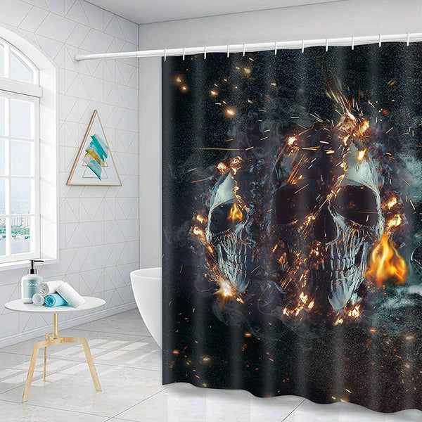 Horror Skull Shower Curtain With 12 Hooks