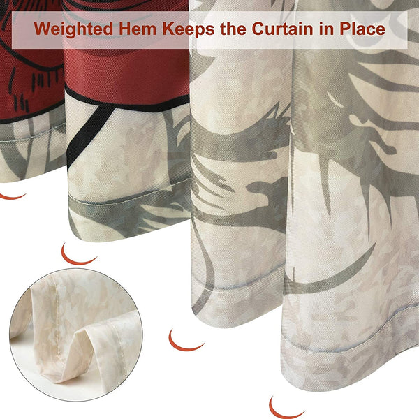 Skull Roses and Skeleton Shower Curtain with 12 Hooks