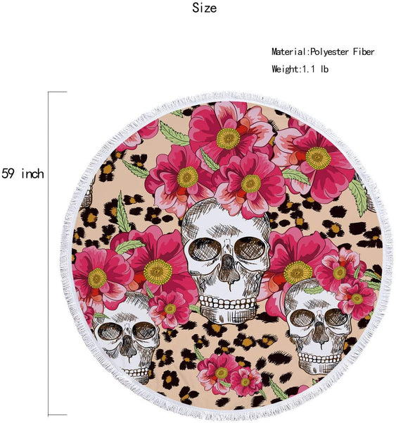 Skull Pattern 59 inch Large Round Towel