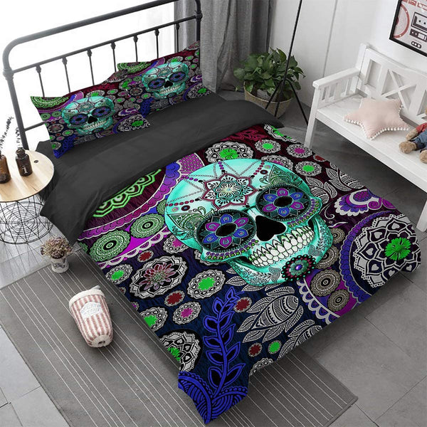 Sugar Skull Duvet Cover 3 Piece Set