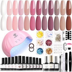 Gel Nails Polish Starter Kit with Mini LED Lamp, Portable Nail Art Kit for Travel