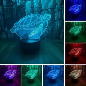 Sea Turtle 3D Illusion 7 Colors Change Desk Lamp