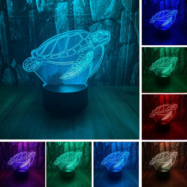 Sea Turtle 3D Illusion 7 Colors Change Desk Lamp
