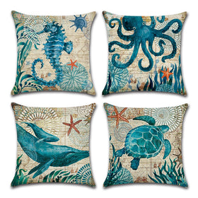 Decorative Ocean Theme Pillow Cover 4 Pcs Set