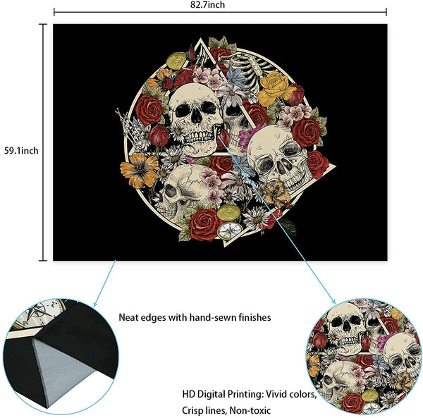 Skull Floral Tapestry (51.2 x 59.1 inches)