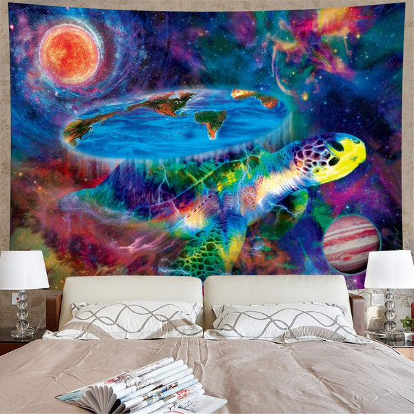 Psychedelic Sea Turtle Mysterious Galaxy Tapestry 52 x 59