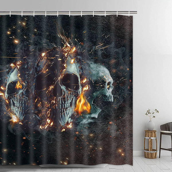 Horror Skull Shower Curtain With 12 Hooks