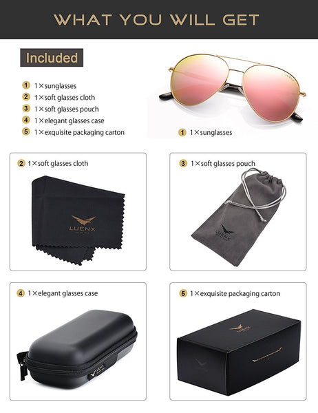 Aviator Polarized Sunglasses For Women with Case - UV 400 Protection 60MM