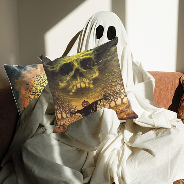 Skull Decor, Set of 4 Cushion Covers 18 x 18 Inch