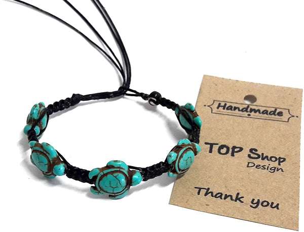 Turtle Turquoise Color Hemp Bracelet - Hawaiian Sea Turtle Bracelet - Turtles Hemp Bracelet