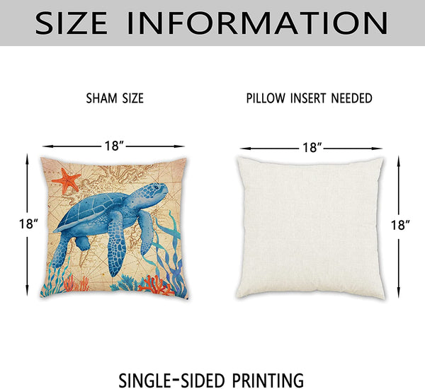 Set of 4 Ocean Summer Decorative Throw Pillow Case 18x18