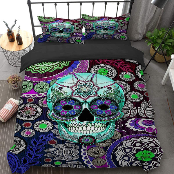 Sugar Skull Duvet Cover 3 Piece Set