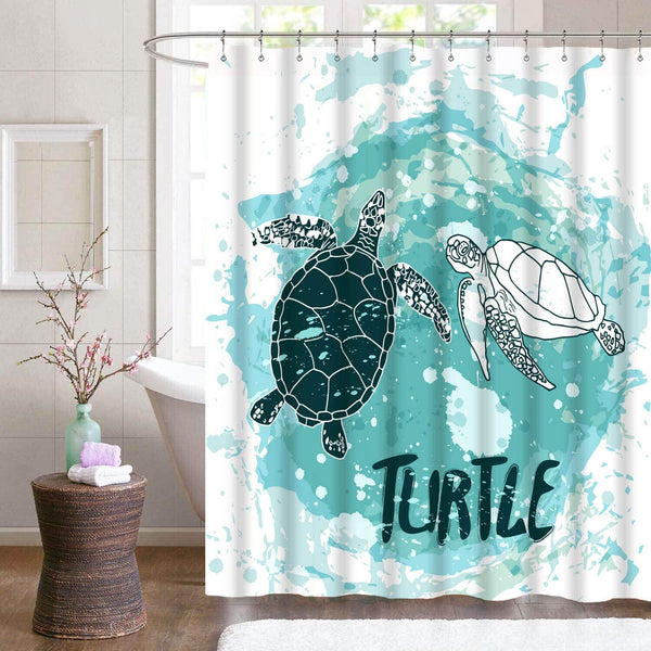 Nautical Beach Sea Turtle Shower Curtain with Hooks,72 x 72 Inch