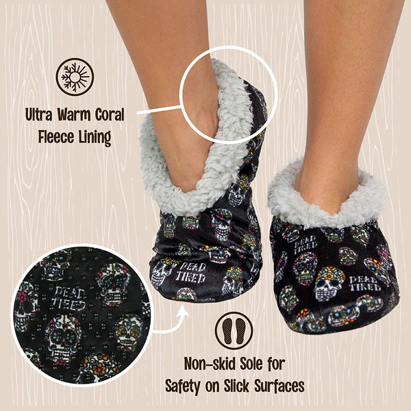 Skull Fuzzy Feet Slippers for Women