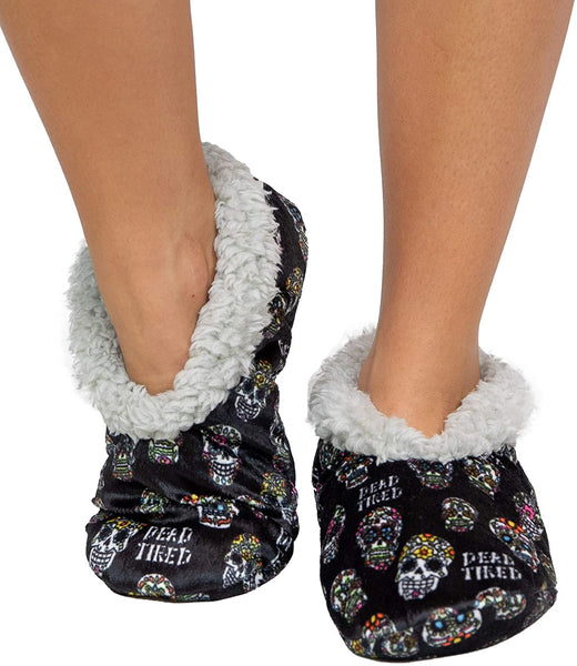 Skull Fuzzy Feet Slippers for Women