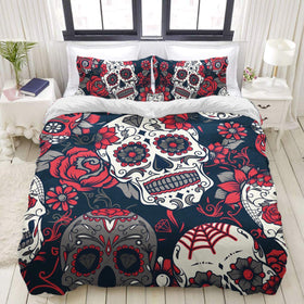 Sugar Skull Duvet Cover Set Queen 90"x 90"