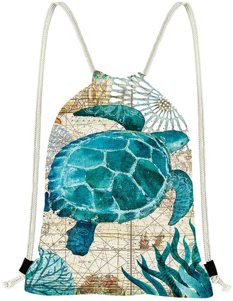 Sea Turtle Drawstring Backpack