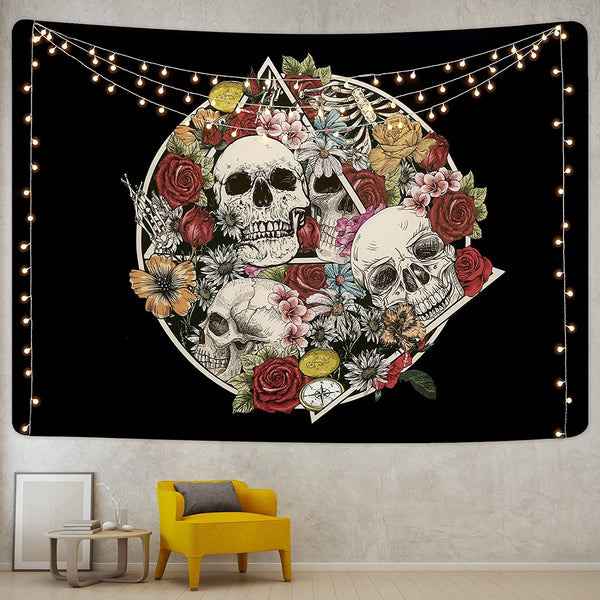 Skull Floral Tapestry (51.2 x 59.1 inches)