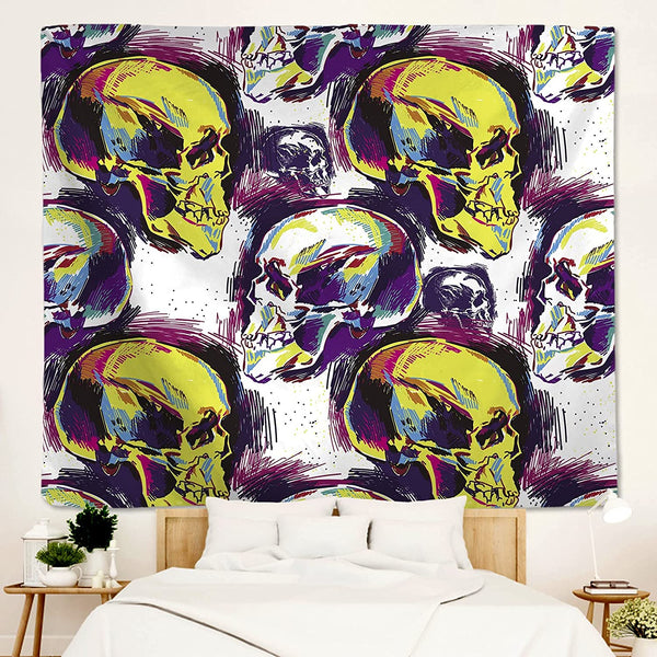 Colorful Skull Psychedelic Tapestry 50x60 Inch