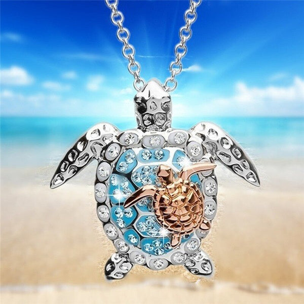 2 Pack Vintage Mother Child Turtle Necklace