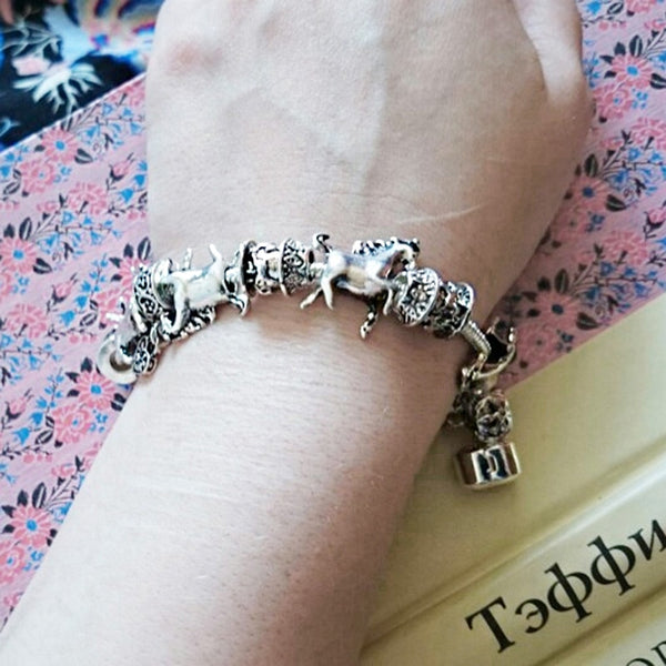 Silver Horse Charm Bracelet