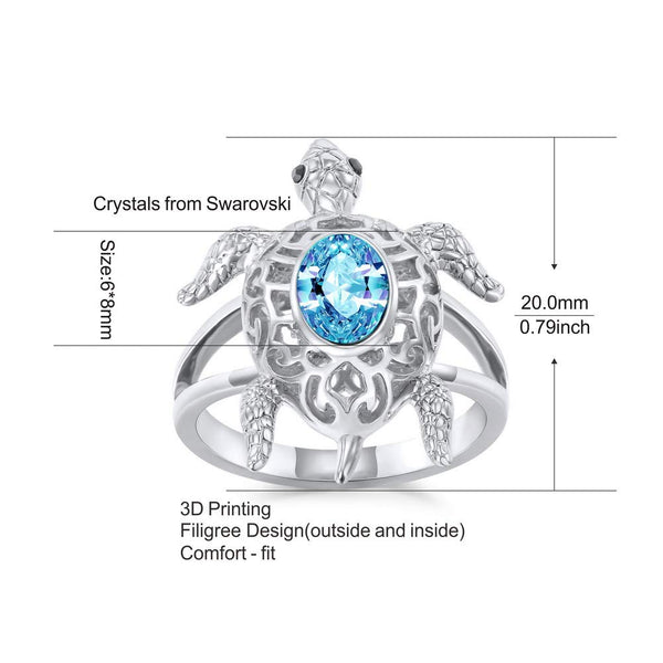 Turtle Design Crystal Ring