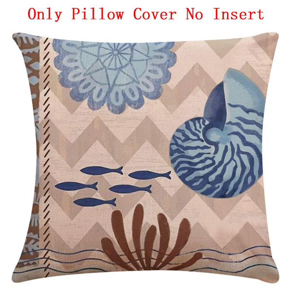 Set of 6 Sea Theme Decorative Square Cushion Cover 18" x 18"(Cover Only,No Insert)