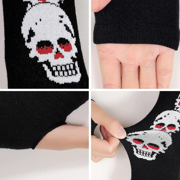 Knitted Long Fingerless Skeleton Gloves