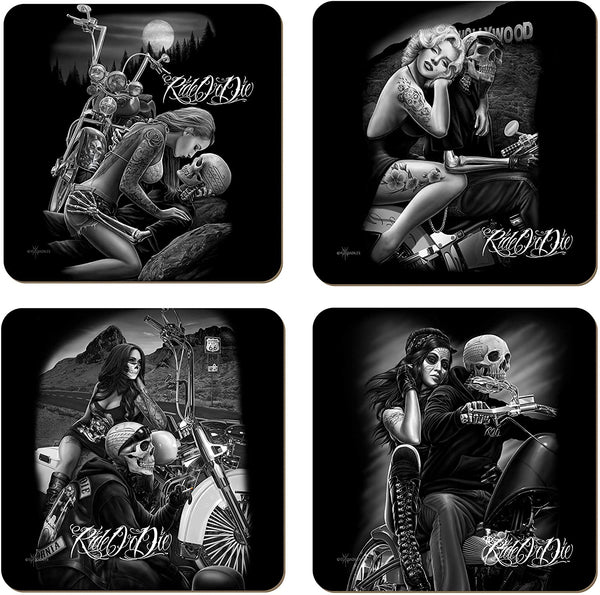 Ride Or Die Skull Set Of 4 Coasters