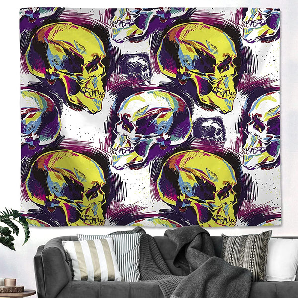 Colorful Skull Psychedelic Tapestry 50x60 Inch