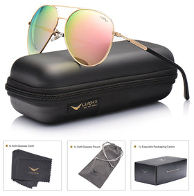 Aviator Polarized Sunglasses For Women with Case - UV 400 Protection 60MM