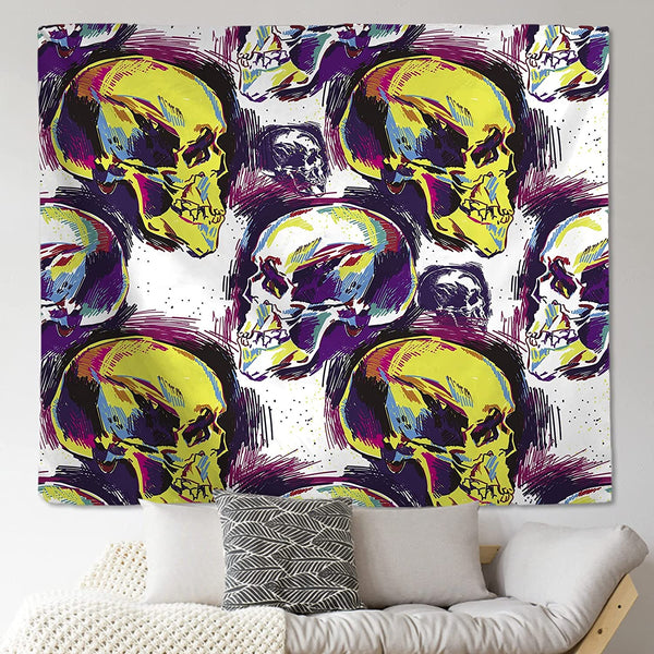 Colorful Skull Psychedelic Tapestry 50x60 Inch