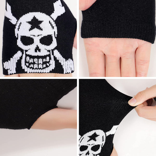 Knitted Long Fingerless Skeleton Gloves