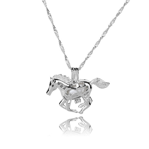 Glow In The Dark Running Horse Pendant Necklace