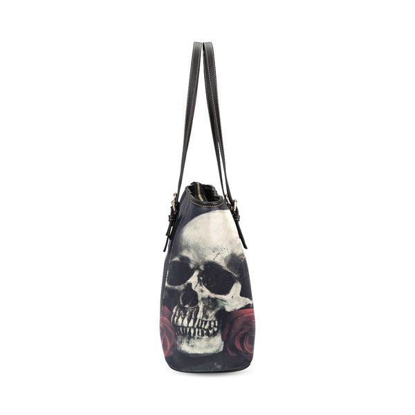 Rose Skull Women Leather Tote Shoulder Bag