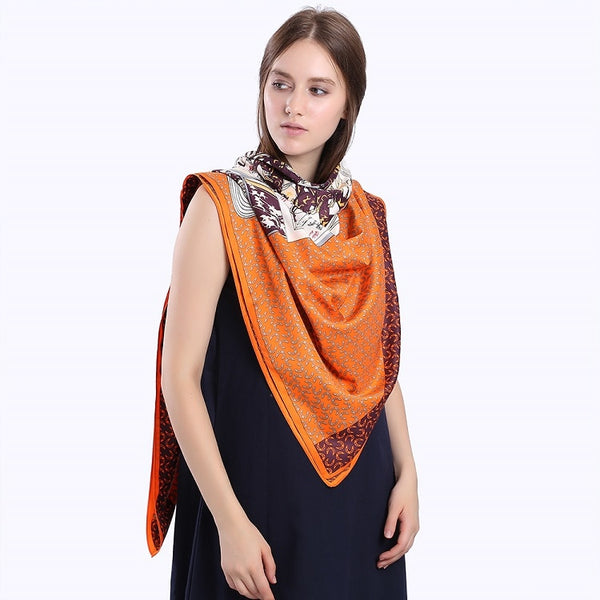Twill Silk Horse Print Scarf