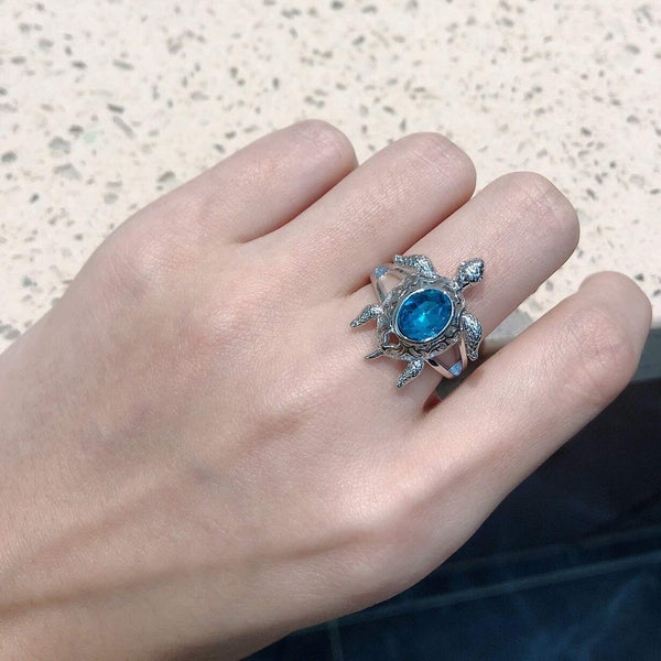 Turtle Design Crystal Ring