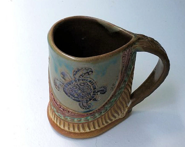 Sea Turtle Handmade Stoneware Pottery Mug 12 oz