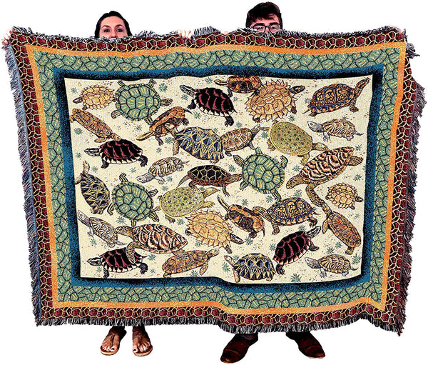 Large Soft Turtles Colorful Woven Blanket Comforting Throw 72x54