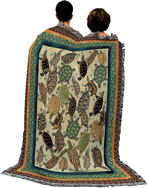 Large Soft Turtles Colorful Woven Blanket Comforting Throw 72x54