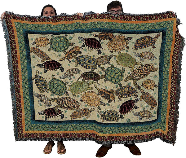 Large Soft Turtles Colorful Woven Blanket Comforting Throw 72x54