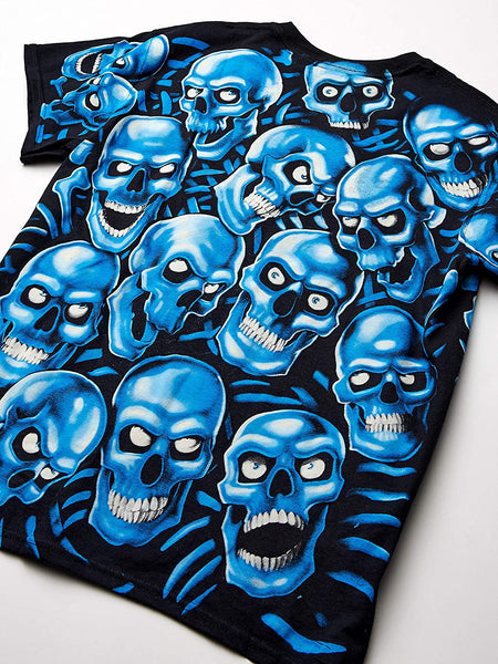 Skull Pile Blue Fantasy All Over Print Short Sleeve T-Shirt