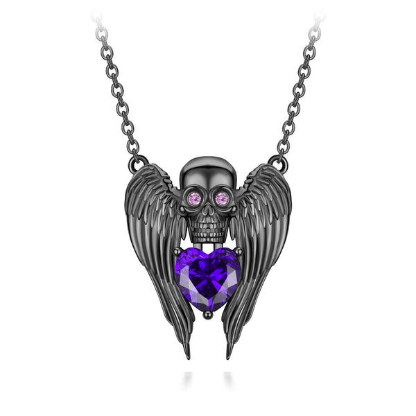 Angel Skull Head Stone Necklace
