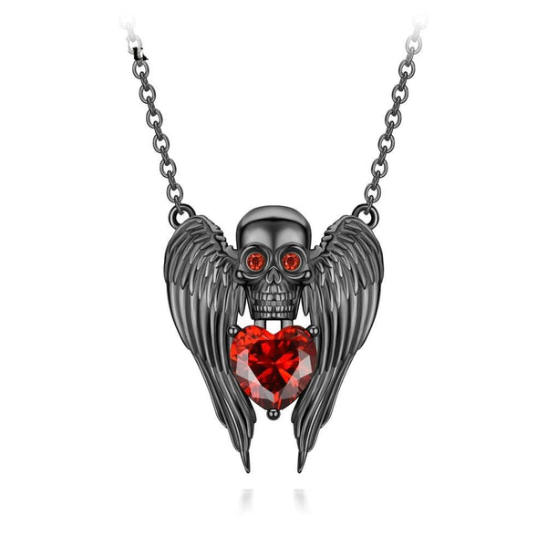 Angel Skull Head Stone Necklace