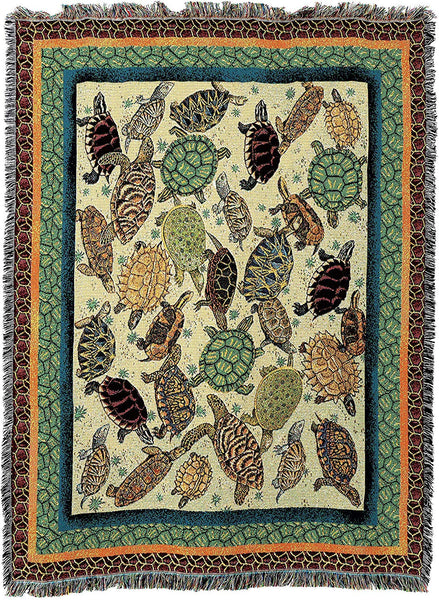 Large Soft Turtles Colorful Woven Blanket Comforting Throw 72x54