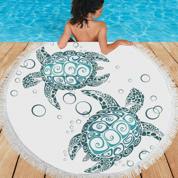 Sea Turtle Round Beach Towel