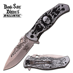 Skull Dark 4.75" Folder, Satin Stone Wash Blade